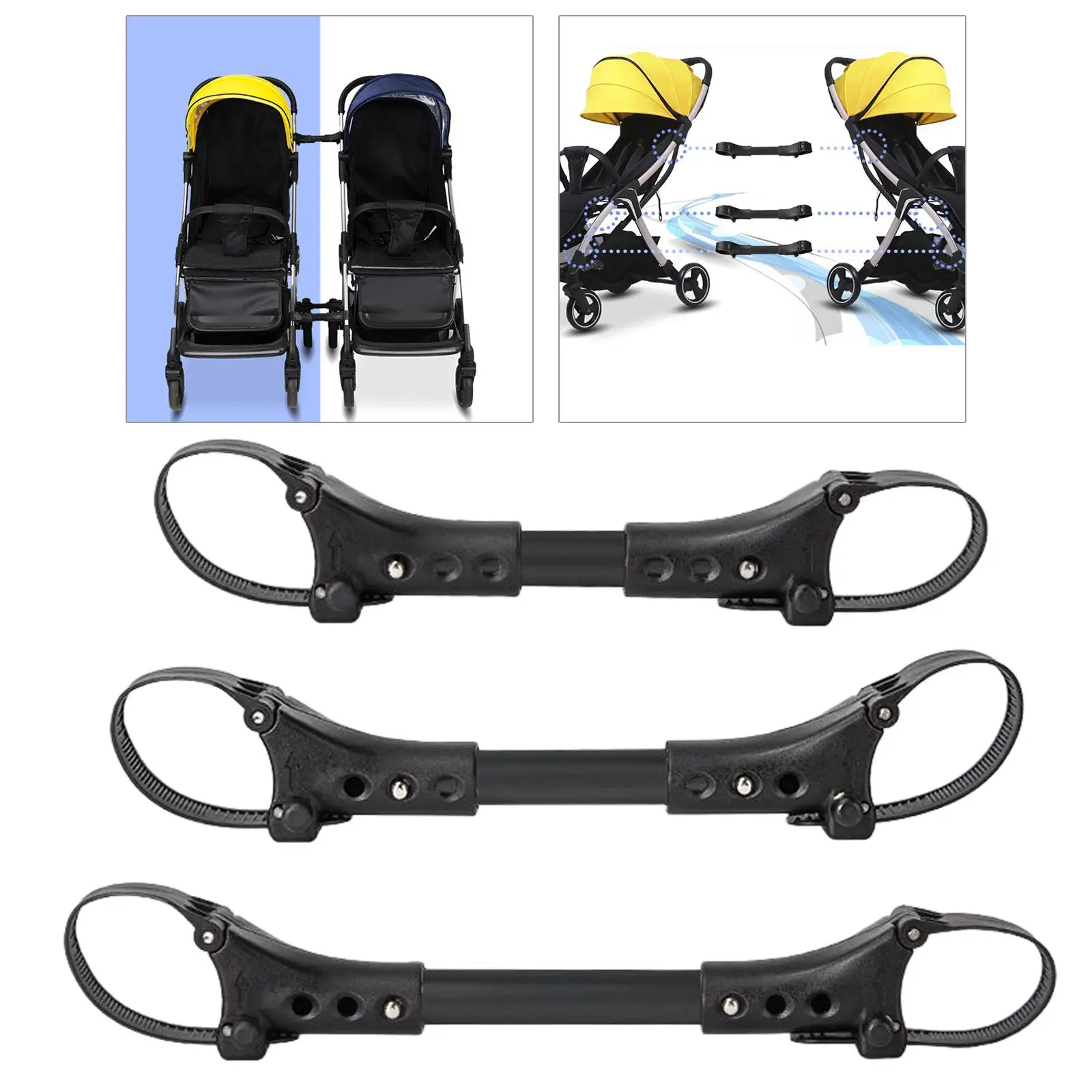 Conector de cochecito de bebé doble, juntas universales de lado a lado para carrito