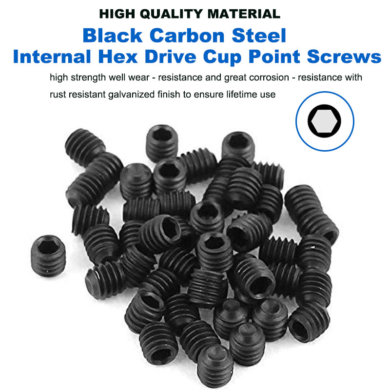 Hex Hexagon Set sekrup soket M2 M2.5 M3 M4 M5 M6 M8 baja karbon sekrup Grub Grade 12.9 hitam Allen Set baut titik cangkir
