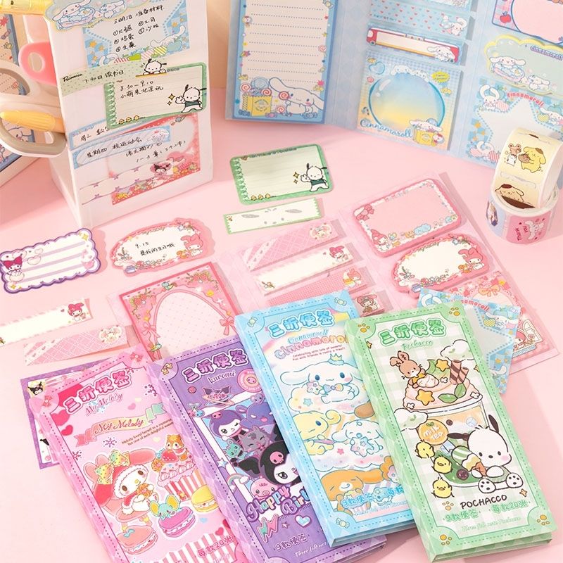 Kawaii Cartoon Kuromi Paste Haftnotiz Niedlich My Melody Cinnamoroll Pochacco Notizbuch Student Schule Büromaterial