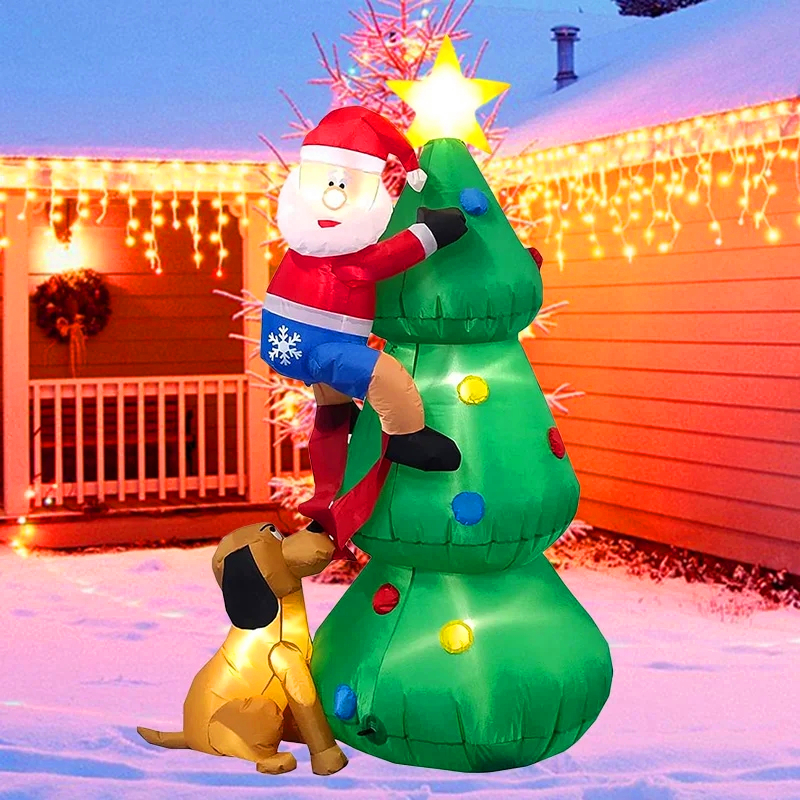 1,8M Kerstdecoratie Opblaasbaar Speelgoed Kerstman LED-verlichting Binnen Buiten Opblaasbaar Model Speelgoed Kerstcadeau Yard Party Props