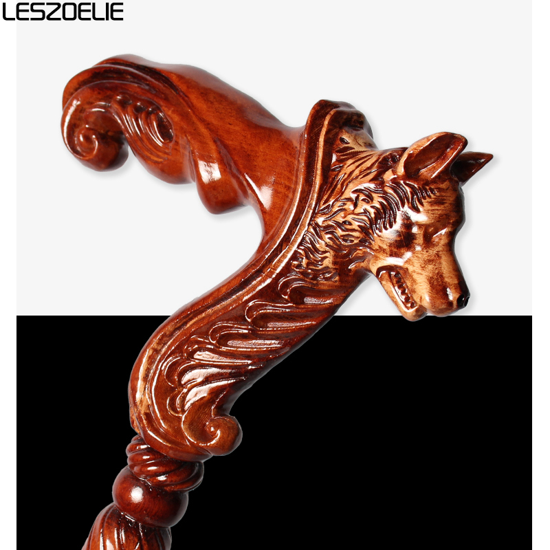 95ซม.สุนัข-หัวจับเยอรมัน Beech ไม้เดิน Stick ผู้ชายที่ถอดออกได้ Canes ผู้หญิงไม้เท้าเดิน