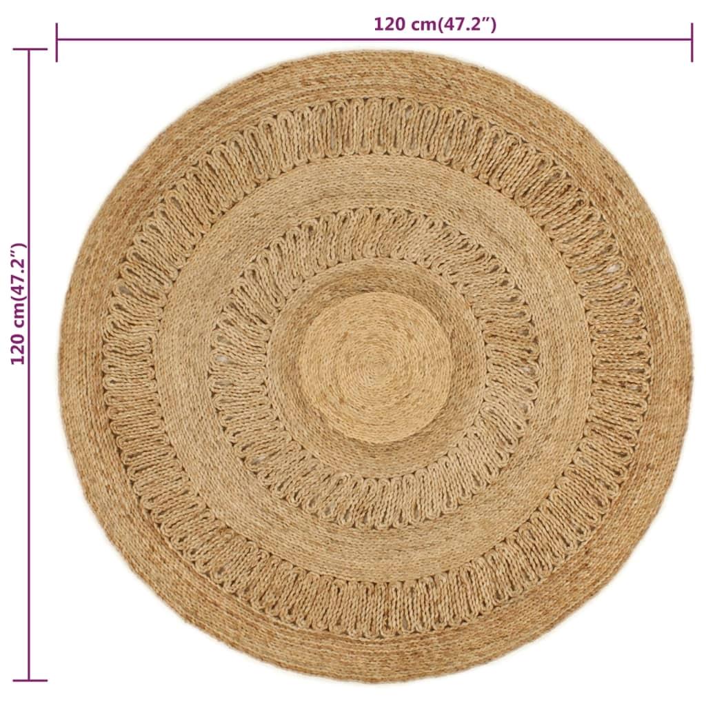 120 cm Round Hand-Braided Jute Area Rug - Eco-Friendly Home Decor