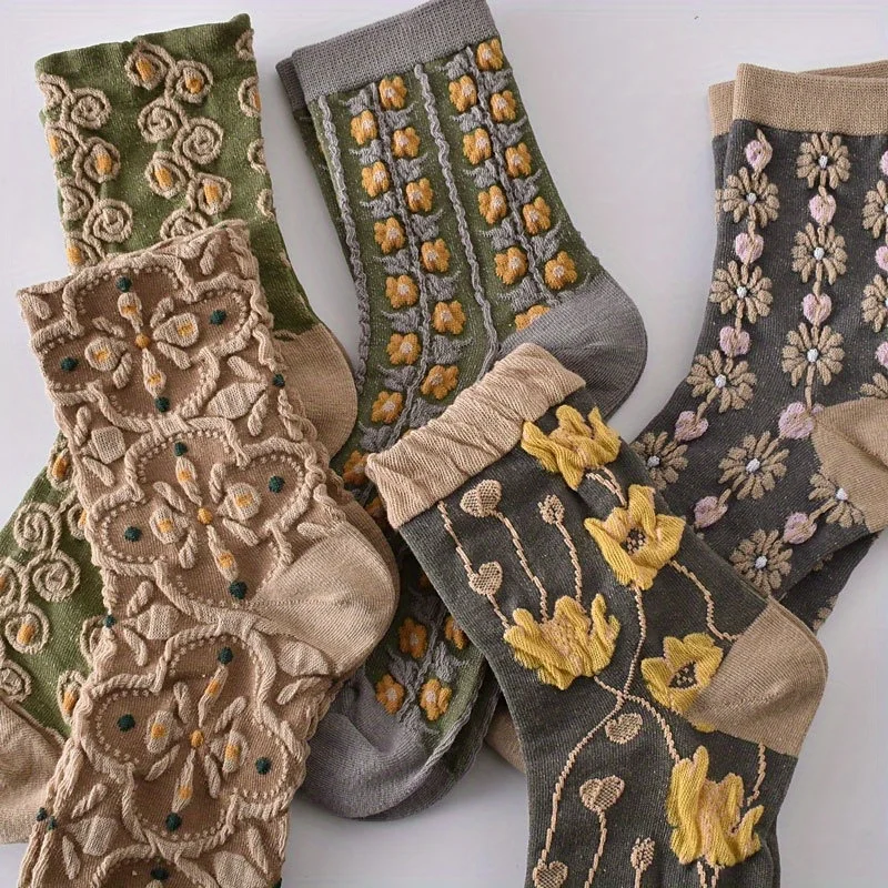 5 paia di calzini con texture floreale 3D, calzini all-match stile corte retrò, calze e calzetteria da donna 45,625 Recensioni 4.7 Tutte le recensioni