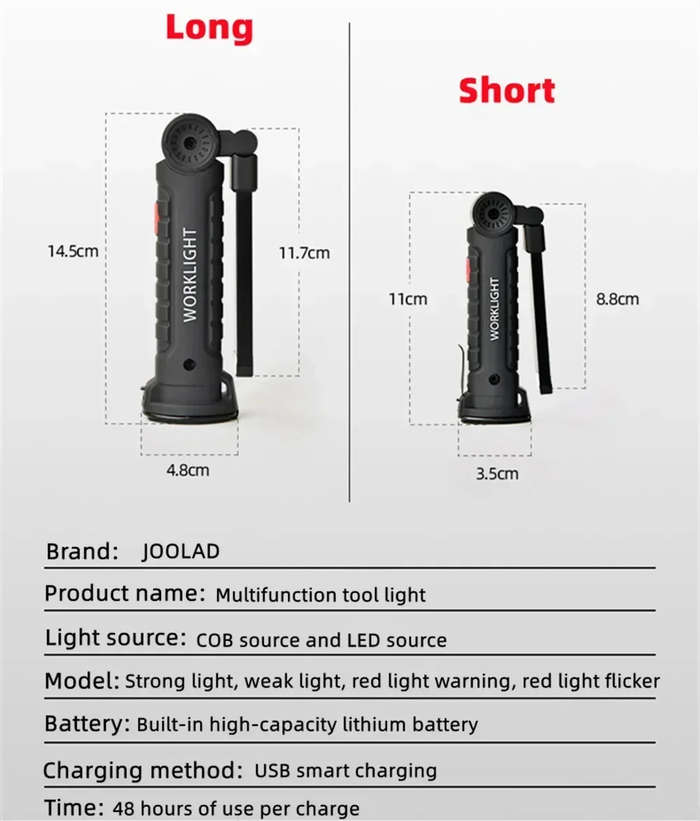 Cob LED Arbeits licht dimmbar USB wiederauf ladbare LED Taschenlampe Inspektions lampe mit Magnet haken Power Bank 18650 Batterie Taschenlampe