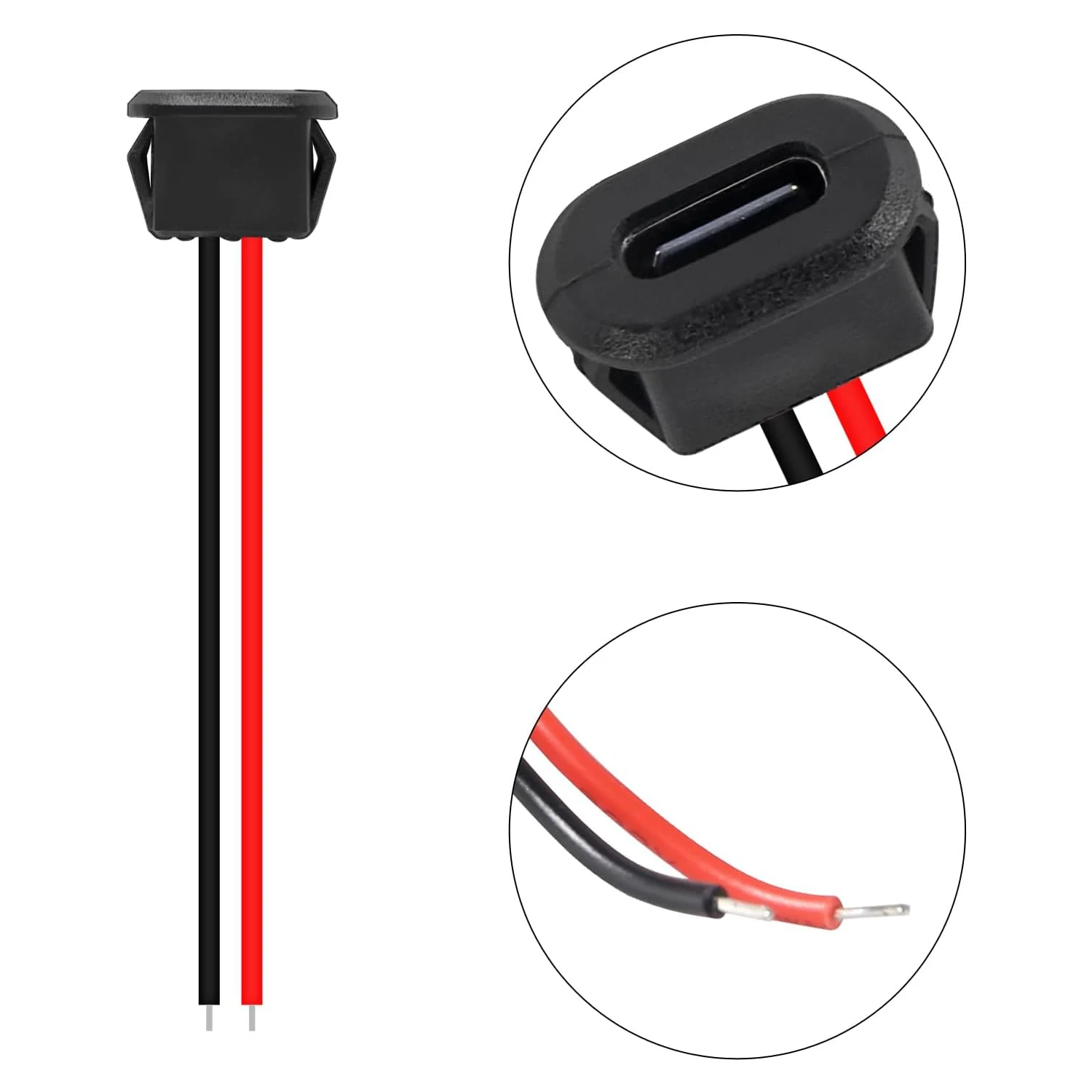 5/10pcs Type-C หญิงแชสซีเชื่อมต่อ USB C หญิงแชสซีโดยตรง CRIMP JACK หญิงชาร์จพอร์ต EXTENSION สายไฟ