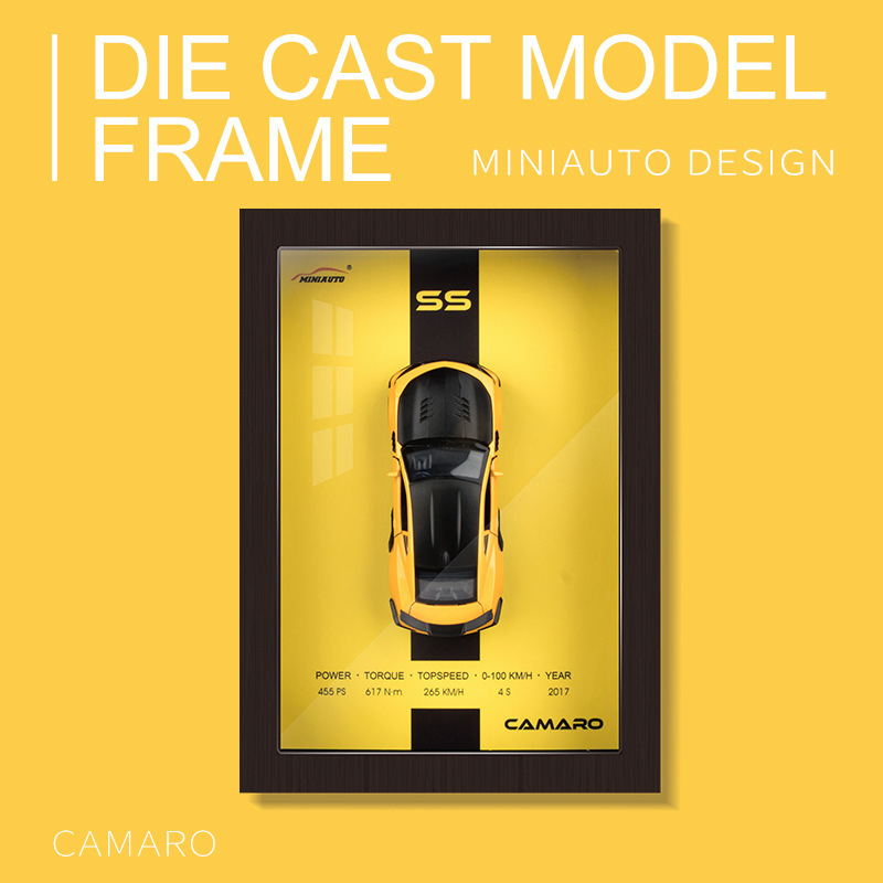 1:32 フォトフレームバージョン合金金属スポーツカーモデルシミュレーション 3D レーシングカーぶら下げ絵画コレクションキッズギフト装飾