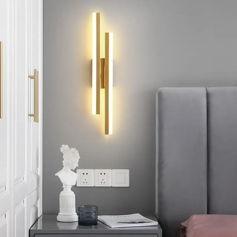 LED Schlafzimmer Wand leuchte Wand leuchten Kupfer Linie Rohr Acryl Lampen schirm Innen beleuchtung für Wohnzimmer Korridor Leuchte
