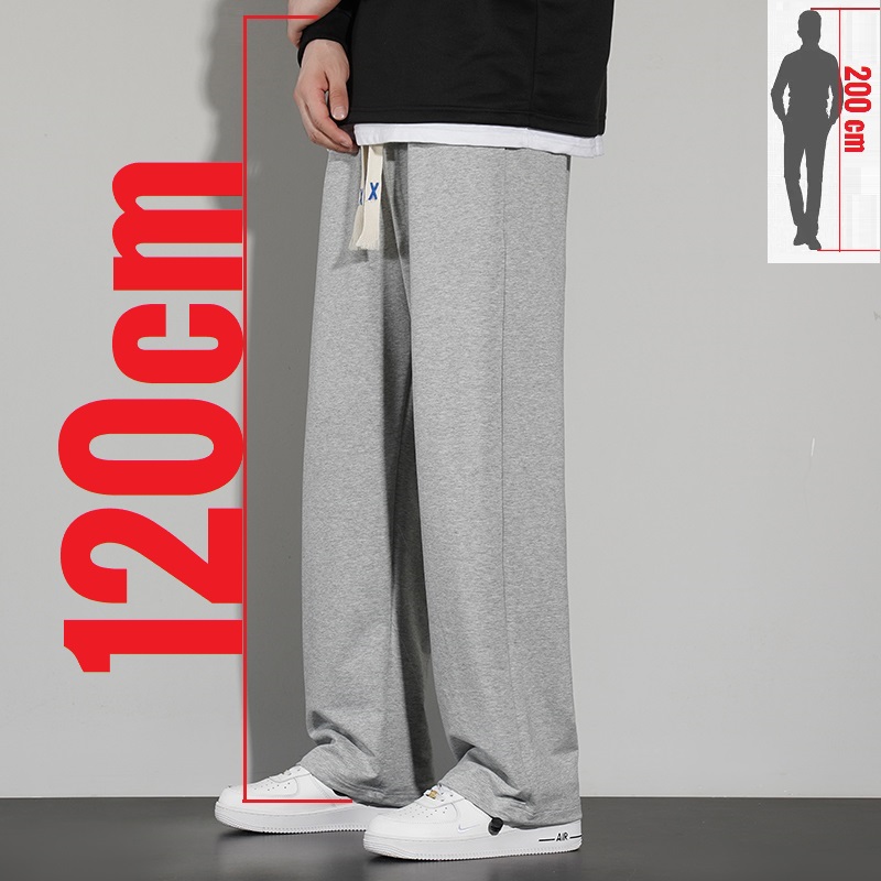 Calça de moletom masculina grande e alta, com cordão, comprimento extra longo, estiramento de lã de inverno, esporte, jogger, 200cm, 190cm, 120cm