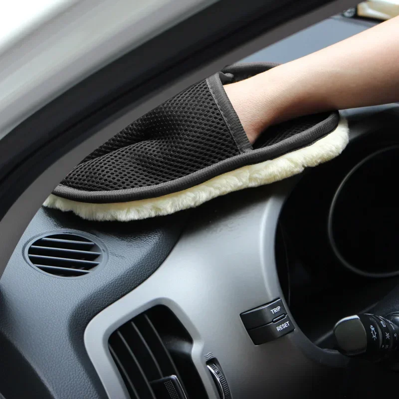 Guantes de lana de imitación para lavado de coches, guantes de limpieza de coche de felpa gruesa, pulido y encerado, productos de limpieza de coche, paño de limpieza, 1 Uds.