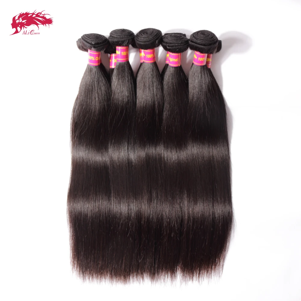 Ali queen 10a pacotes de cabelo virgem cru não prensado 1 pçs preço de atacado 36 38 40 Polegada tecer cabelo humano reto brasileiro