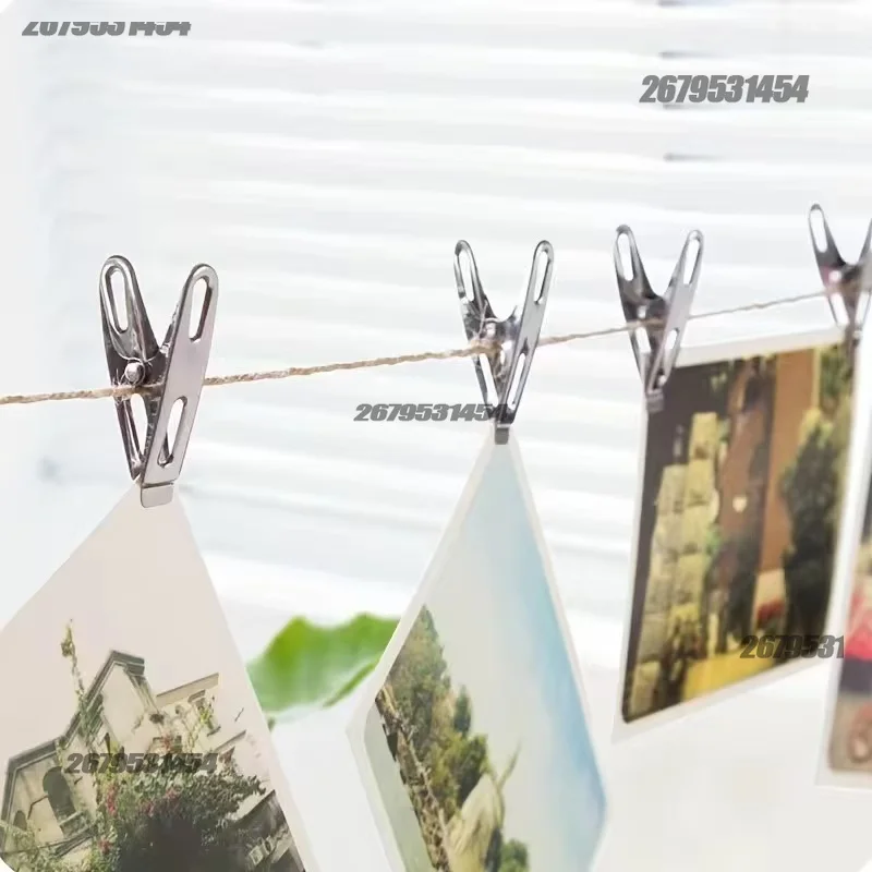 Mollette per bucato 20/40 pezzi Linea di lavaggio in acciaio inossidabile Perni per appendere Morsetti metallici antivento Clip antivento per calzino Bagno