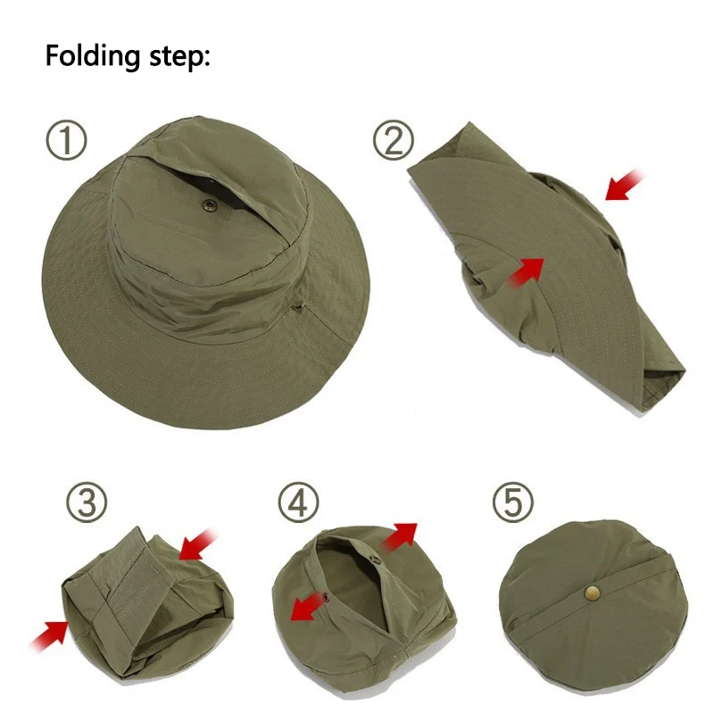 Sneldrogend Visserspetten Dames Heren Outdoor Zon Anti-UV-bescherming Panamahoeden Waterdicht Camping Opvouwbare Bob Emmer Zonnehoeden