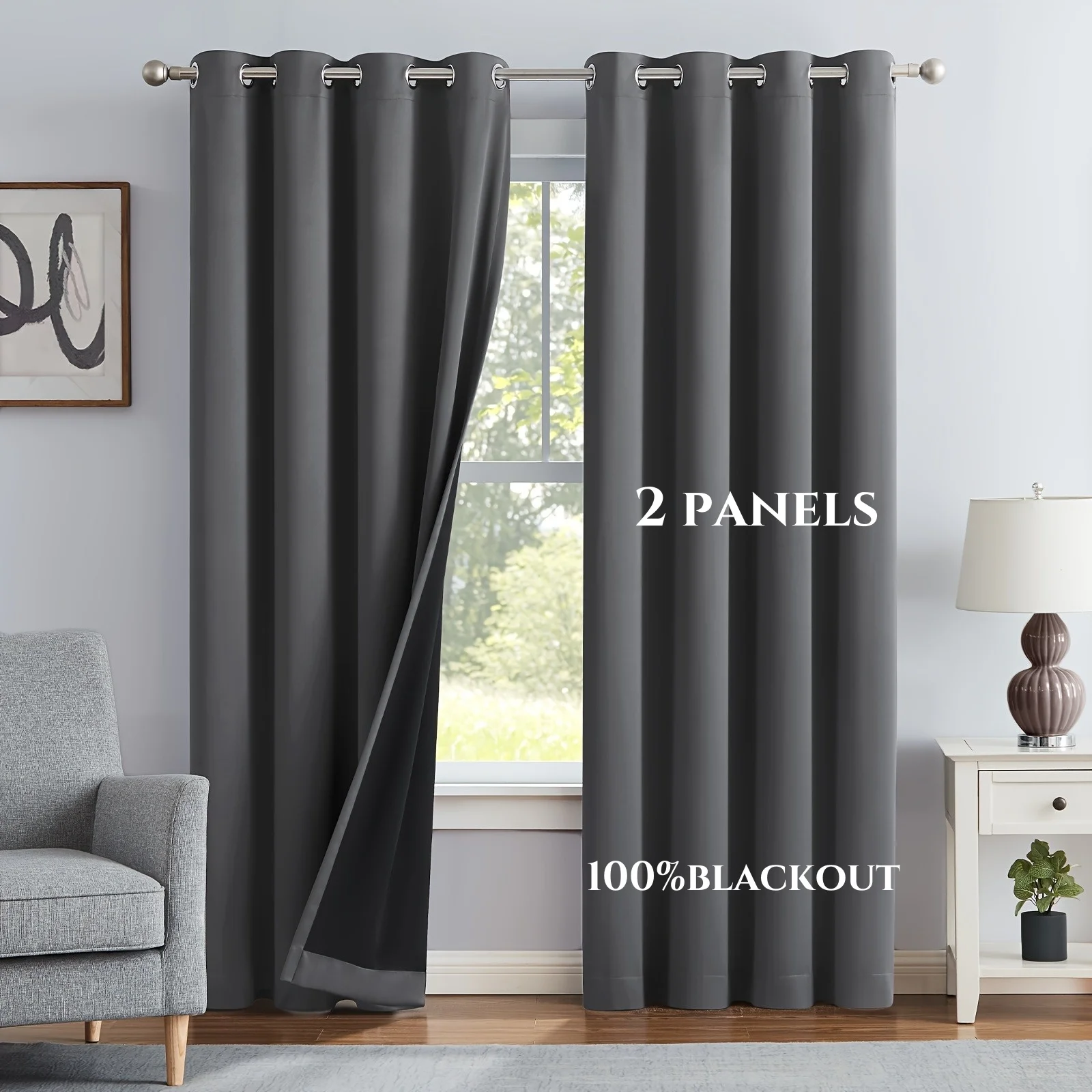 2 paneles modernos 100% cortinas opacas sólidas, cortinas de ventana para sala de estar, dormitorio, cocina, evitan cortinas de rayos ultravioleta