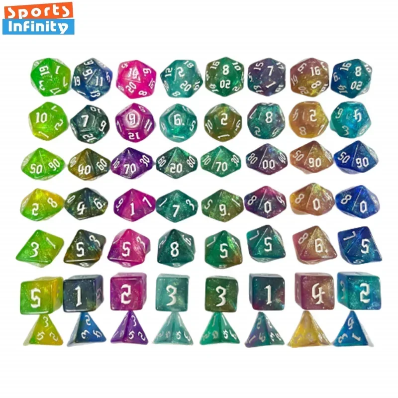 7 Pcs ใหม่คู่สีลูกเต๋า Polyhedral GOLD ตัวอักษรดิจิตอล Dices Kit สําหรับ TRPG RPG D20 D12 D10 D8 D6 D4 ตารางเกมกระดานเกม