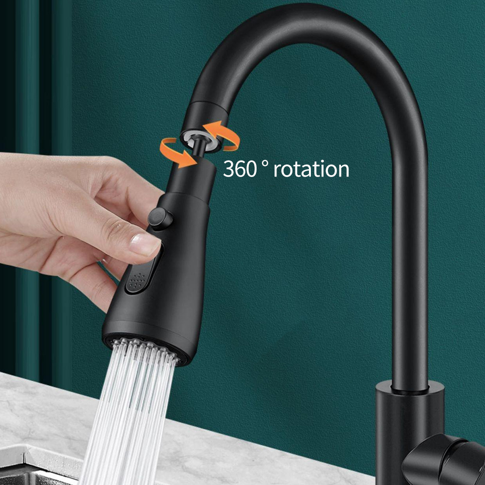 ห้องครัว 3 โหมดหัวฝักบัวครัวแตะ 360 °   Rotatable Flush ก๊อกน้ําแรงดันสูง Sprayer TAP เปลี่ยนห้องครัว 3 ปุ่ม Mixer