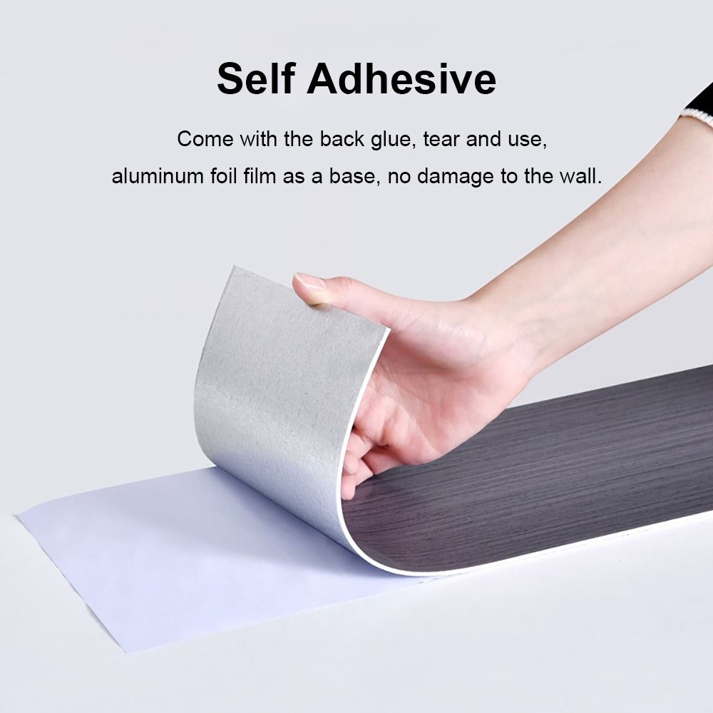 Línea de rodapié autoadhesiva para decoración del hogar, grano de madera, línea de cintura para sala de estar, impermeable, alféizar de ventana, pegatina de azulejo de piso