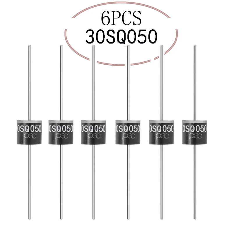 SAMIROB 6PCS 30SQ050 Diodo Schottky 30A 50V Axial para Panel Solar Protección contra Reflow Paralelo