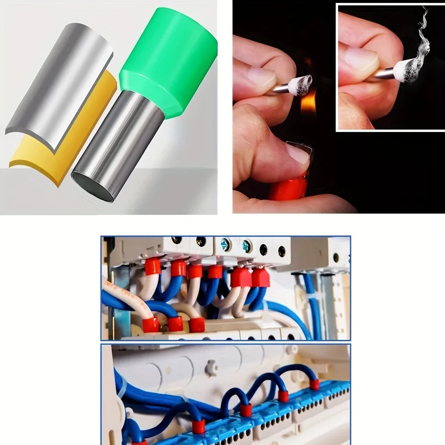 100PCS ไฟฟ้าหลอดเทอร์มินัลชุด VE Tubular Block ปลายสายไฟตัวเชื่อมต่อสายเคเบิลเชื่อมต่อสายไฟ