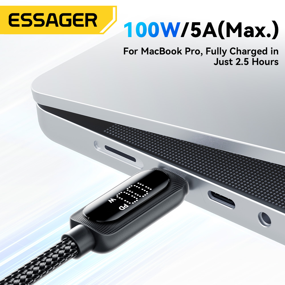 Essager 100 W USB Typ C auf USB C Kabel für Xiaomi Samsung PD 5A Schnellladekabel für MacBook iPad Pro Tablet Laptop Kabel