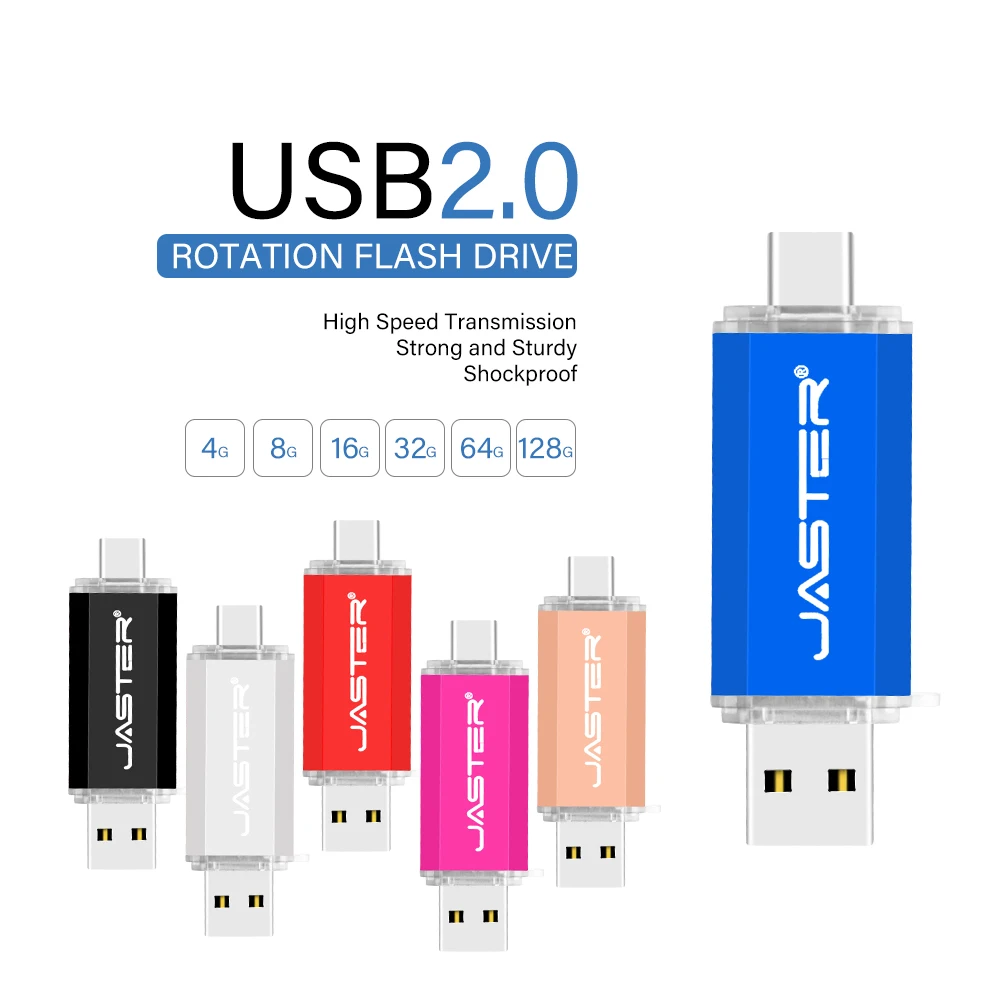 JASTER USB-Flash-Laufwerk OTG Typ C 2 IN 1 USB 2.0 Micro-USB-Stick 128 GB 64 GB 32 GB 16 GB 32 GB 8 GB 4 GB 128 MB Pendrive-Flash-Laufwerk