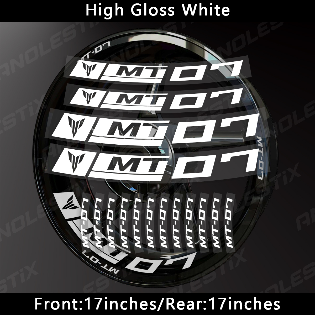 AnoleStix-pegatina reflectante para rueda de motocicleta, calcomanía para cubo, cinta de raya de llanta para YAMAHA MT-07 MT07