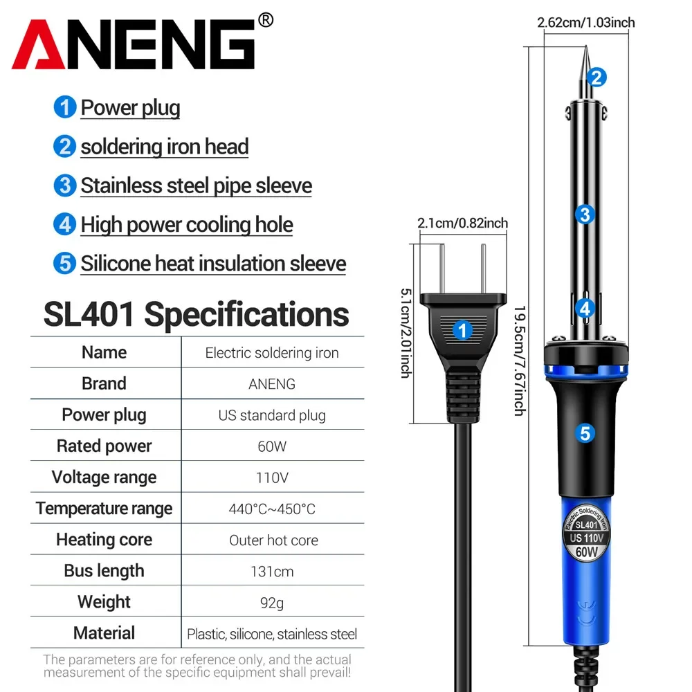 ANENG SL401 ไฟฟ้า 30/40/60W US/EU เครื่องทดสอบปลั๊กดีบุกเคล็ดลับซ่อมเครื่องมือเชื่อม Rework Header เครื่องมือ SOLDER Station