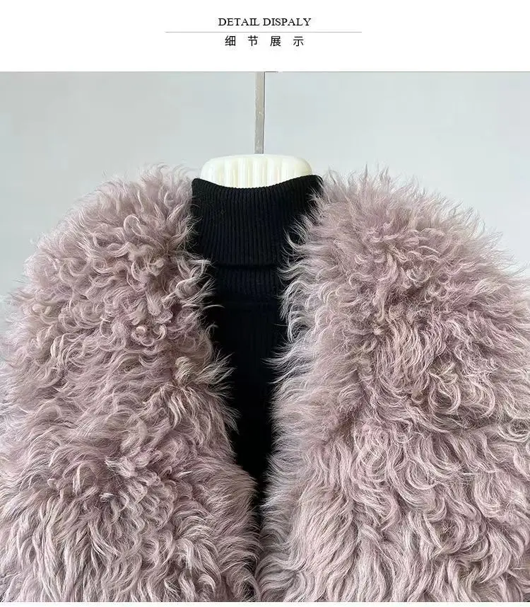 用シープスキンジャケット2024,用ショートファー,生地100% ウサギのの裏地,ウールの襟