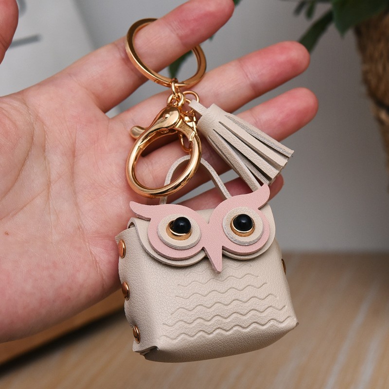 1 PC carino portachiavi gufo portamonete mini borsa da scuola portachiavi per auto ciondolo portafoglio da donna portamonete in pelle PU portamonete portachiavi