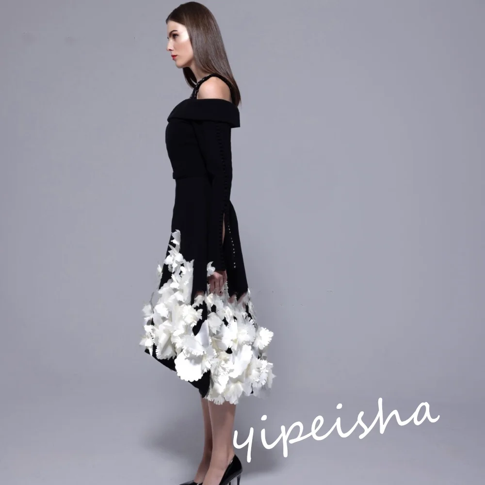 Personalizado jiayigong clássico estilo moderno formal noite fora do ombro a linha apliques vestidos de ocasião sob medida