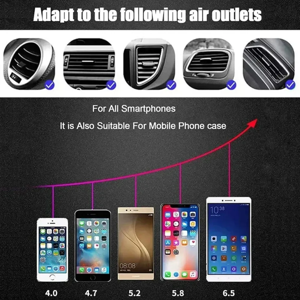Morsetto per presa d'aria per auto con supporto per caricabatterie wireless per auto a induzione a infrarossi per iPhone 16~12 Pro Max Samsung Galaxy S25/S24 Ricarica rapida