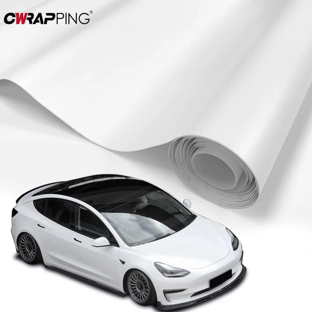 Película adesiva de vinil branco fosco para carro, película de proteção universal autoadesiva à prova d'água para acessórios de carro e motocicleta
