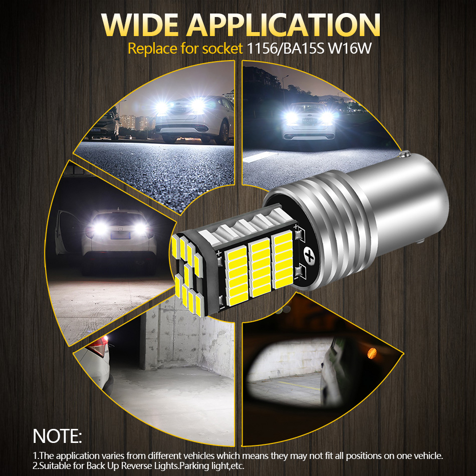 Aileo 2 uds 1156 BA15S P21W bombilla LED de luz de marcha atrás 45 Uds 4014SMD para VW Passat B5 B6 Golf Canbus lámpara automática sin errores DC 12V