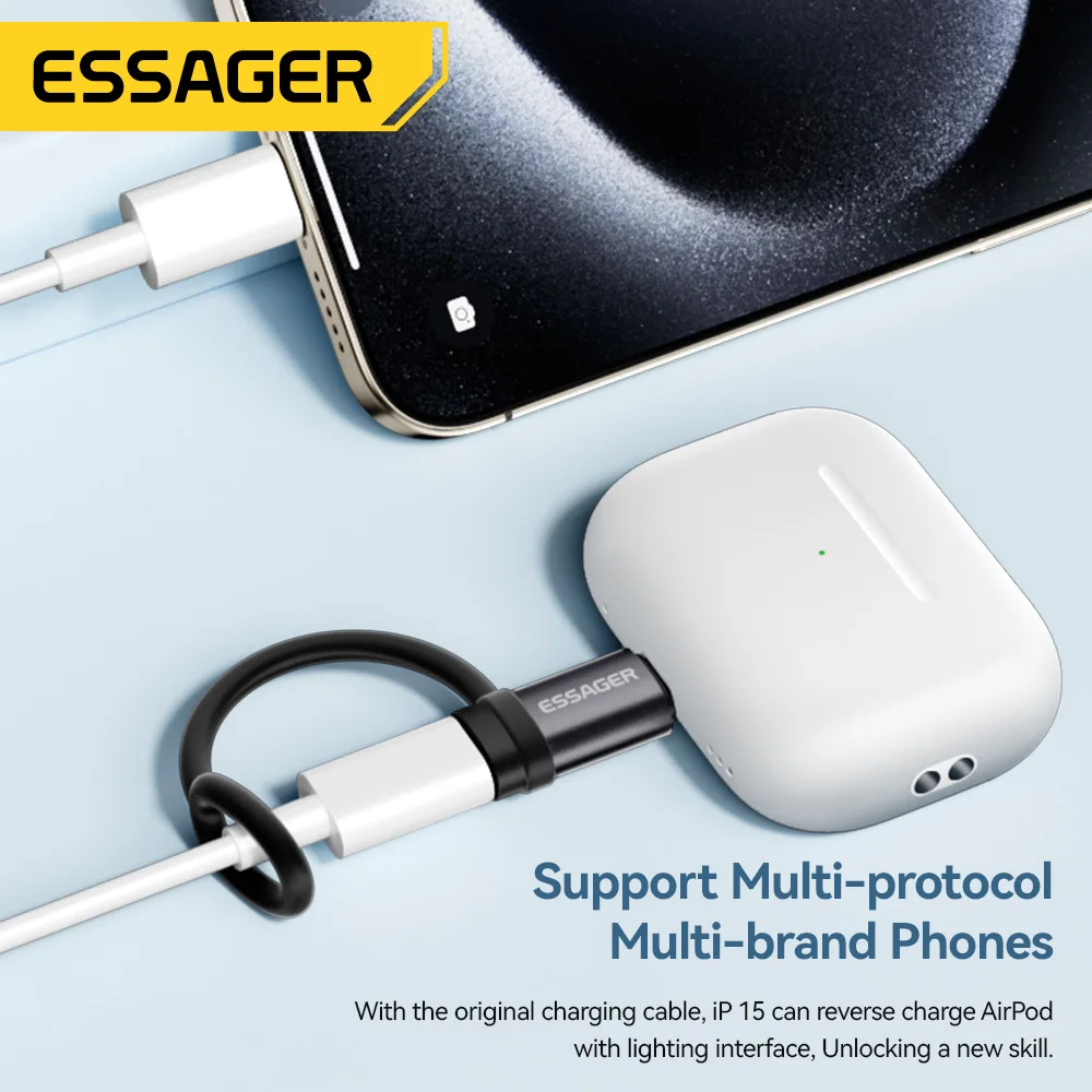 Essager-adaptador de iluminación a USB C 3A, carga rápida OTG para iPhone 15 xr Pro tipo C para iluminación, conector de iPhone, convertidor OTG