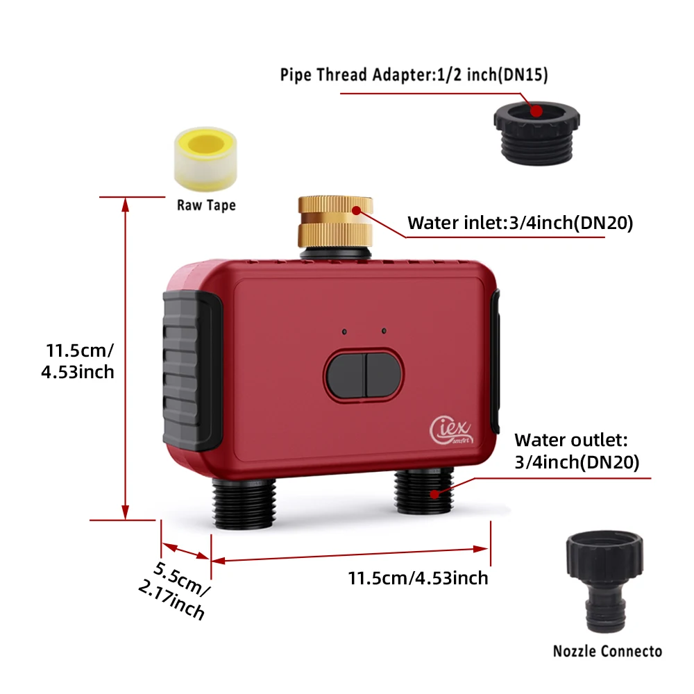 WiFi и Zigbee Умный Таймер Полива на 2 Зоны для Сада, Автоматическая Система Орошения, Контроллер Капельного Полива и Спринклера, Клапан Tuya 2MQTT ZHA