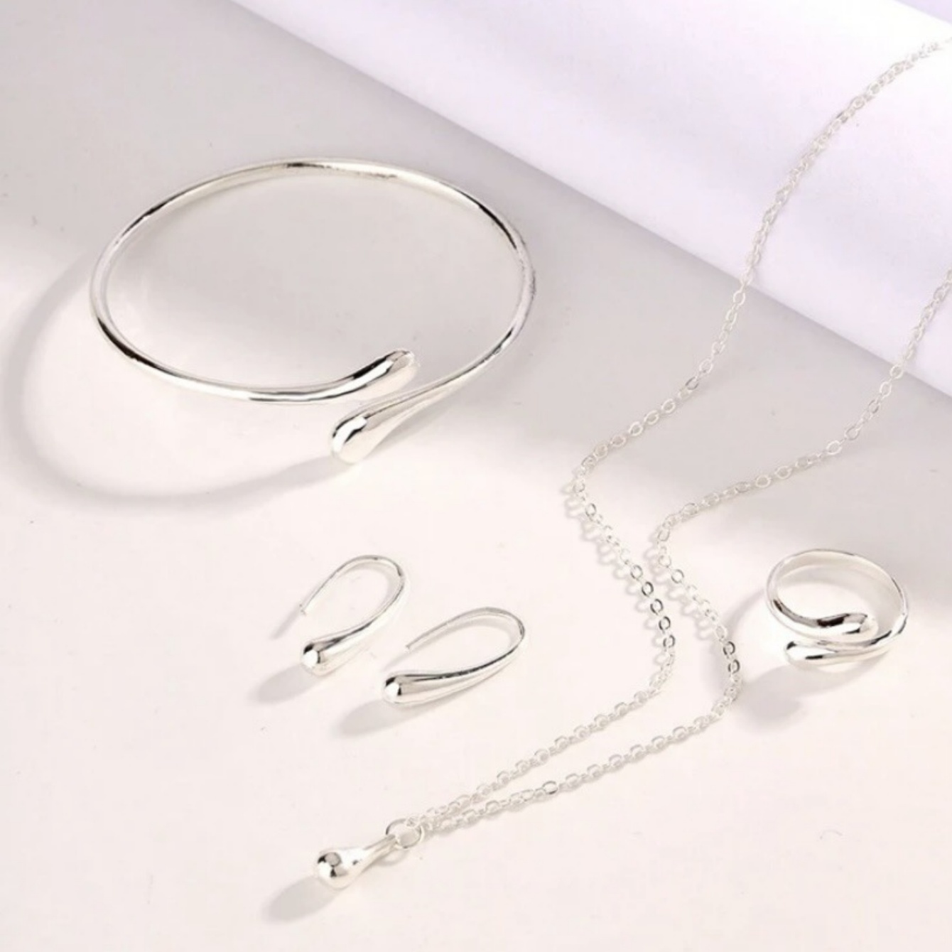 Moda lágrima conjunto de jóias para mulheres simples anel colar pulseira brincos conjunto adequado para festa de noivado presente jóias