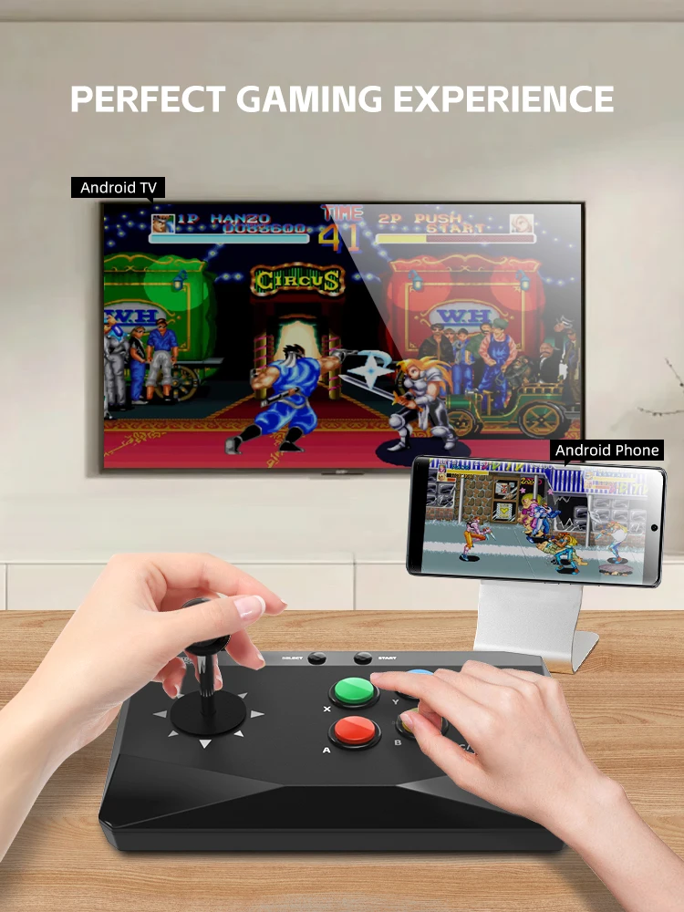 Controlador inalámbrico de teclado Arcade de juegos Data Frog para consolas de videojuegos Retro Street Fighter Compatible con PC/Android/IOS