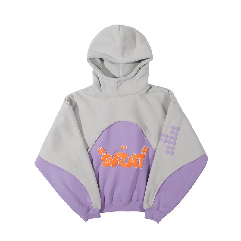 Moletom com capuz tridimensional em espuma colorida e moletom com capuz de lã masculino e feminino