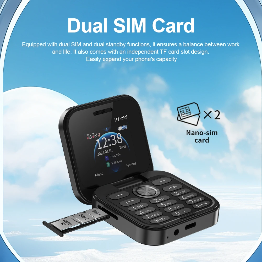 SERVO I17 Mini พับโทรศัพท์มือถือขนาดเล็ก 1.77 นิ้ว Magic Voice 2G ซิมการ์ดสล็อตวิทยุ FM ปุ่ม Mini Flip โทรศัพท์