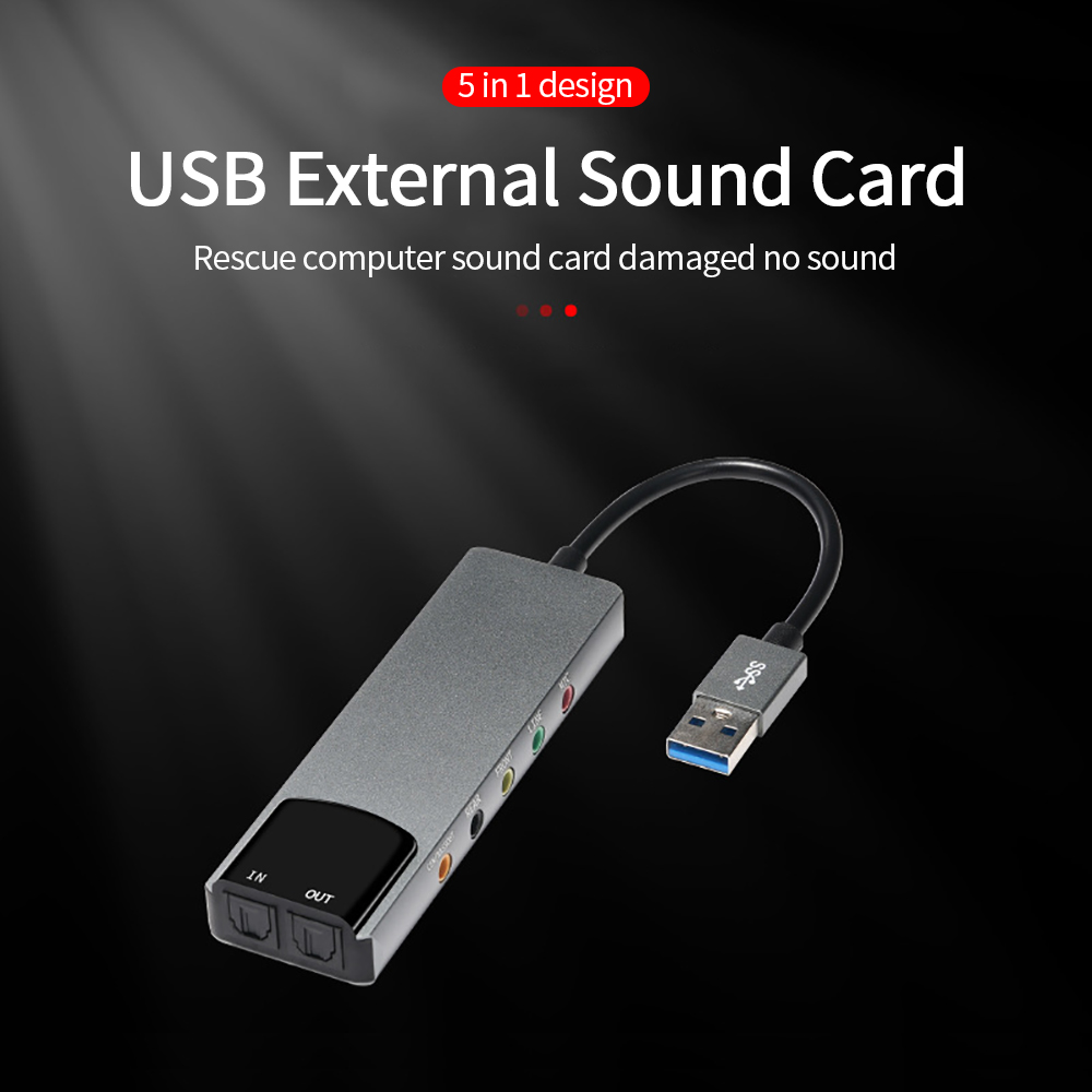 Zewnętrzna optyczna karta dźwiękowa USB 6 w 1 Wielofunkcyjny konwerter audio do aluminiowej karty dźwiękowej notebooka
