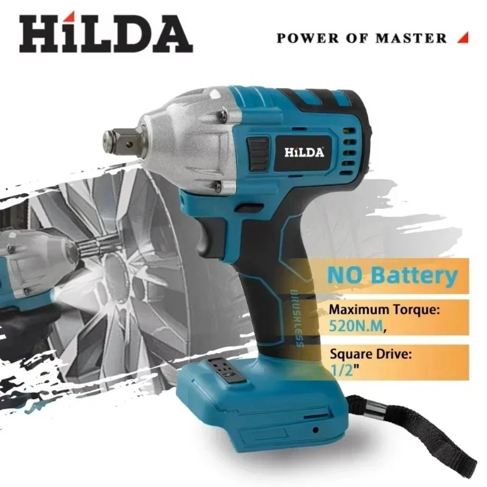 HILDA 18V Blu Brushless/Spazzolato Avvitatore Elettrico Ricaricabile 1/2 Chiave a Bussola Cordless per Batteria Makita