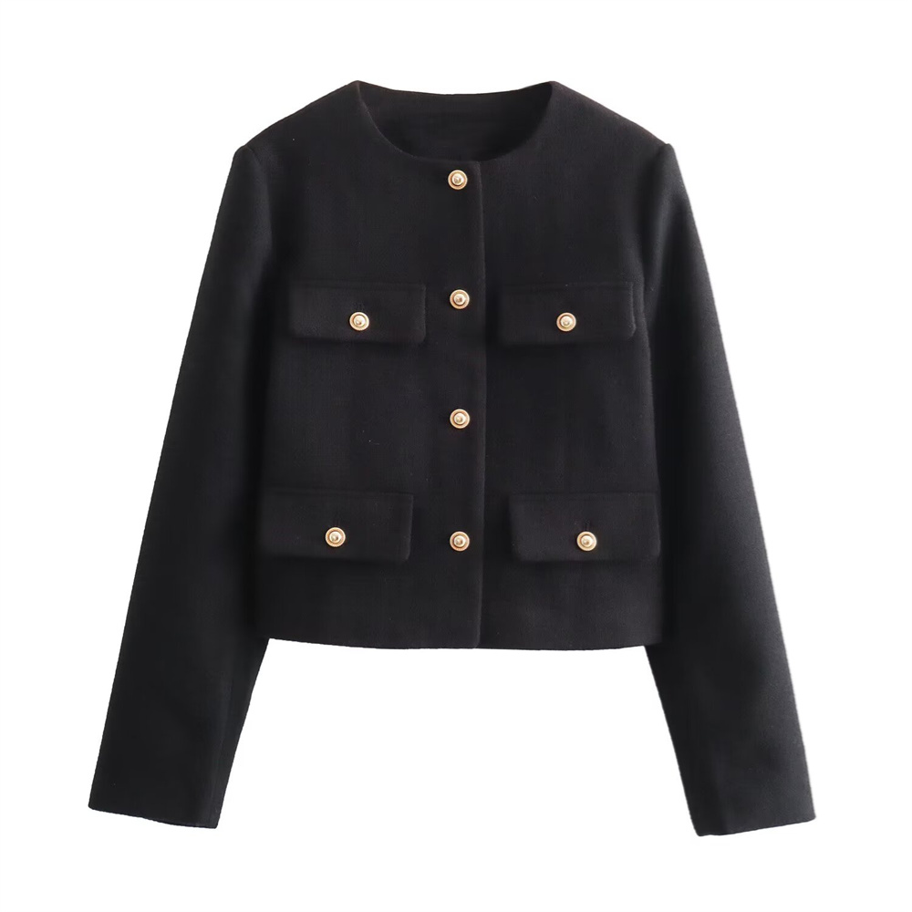 UNIZERA Winter Nieuw product Damesmode en casual Veelzijdige korte pakjas met ronde hals en flip-decoratie