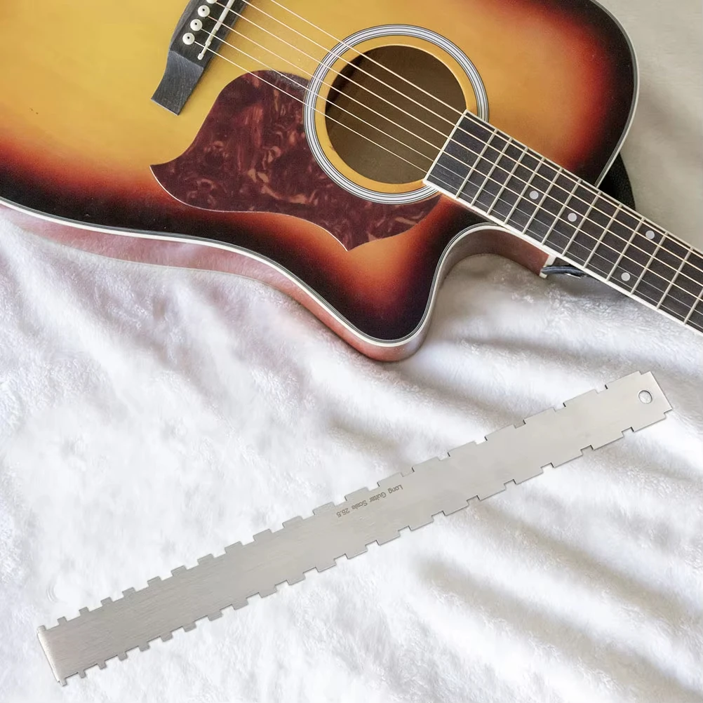 Miwayer Gitaar Hals Notched Straight Edge Luthiers Tool met String Action Liniaal, 2 Stuks, Roestvrij Elektrische Gitaar Accessorie