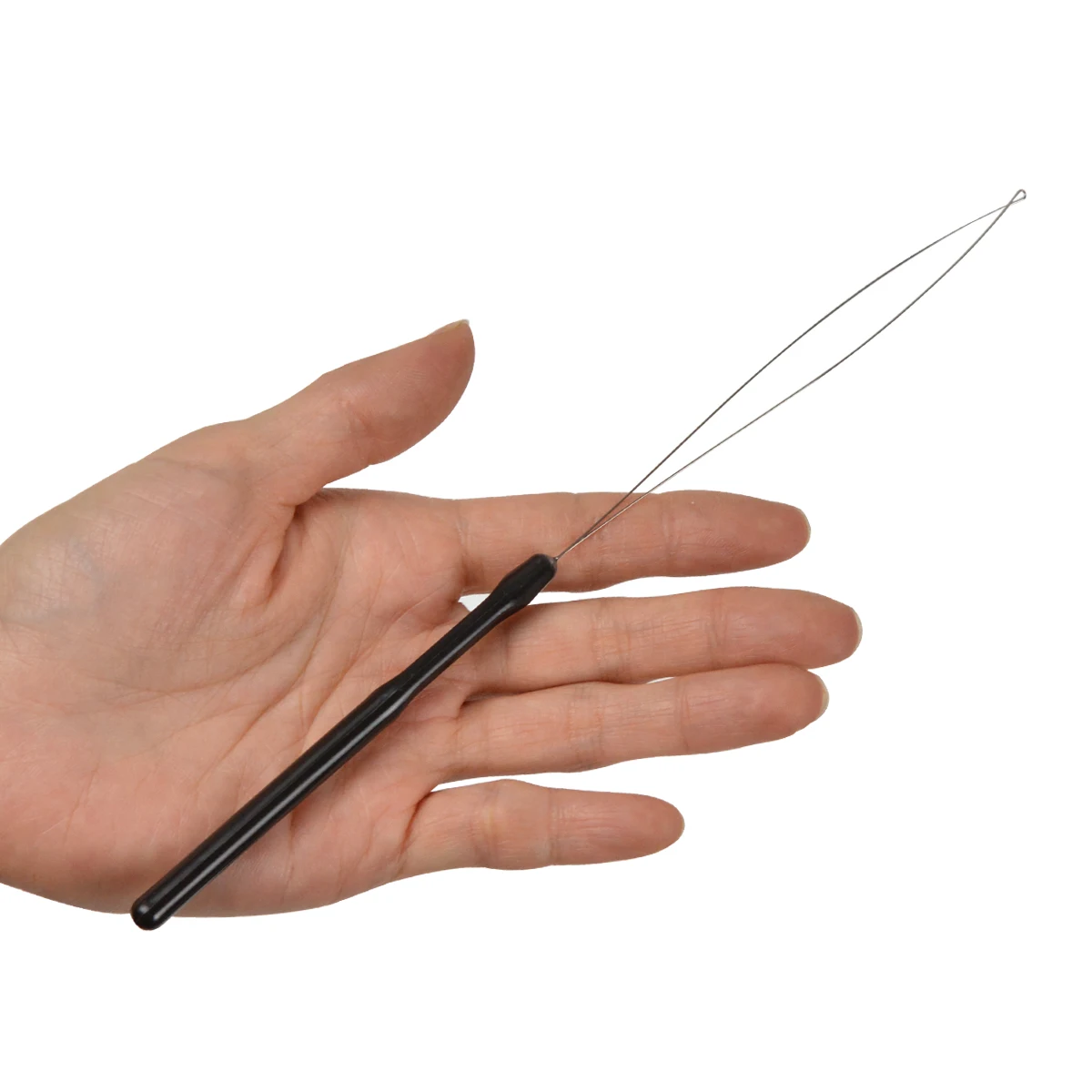 10Pcs Hair Extension Loop Needles Pulling Hook Tool Needle Threader Loop Tool for Silicone Microlink Beads