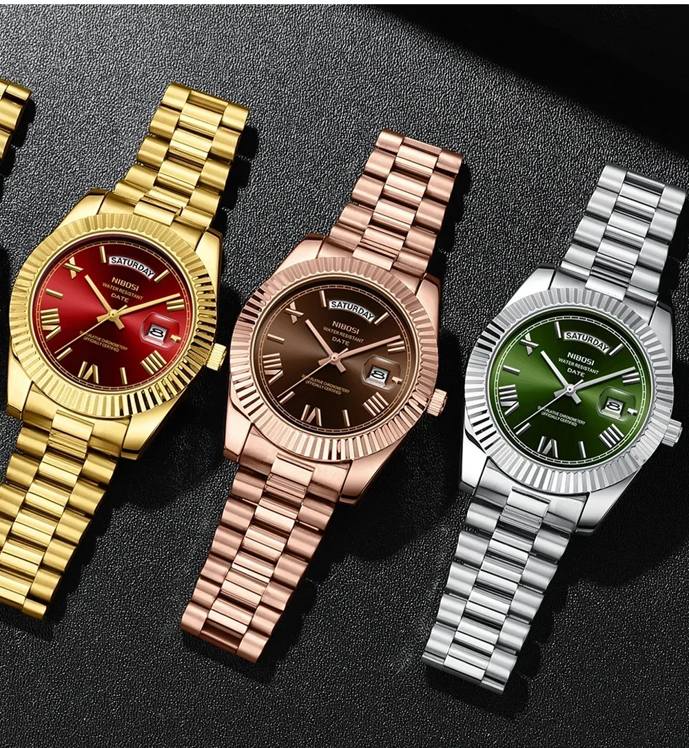 Reloj NIBOSI de cuarzo de lujo para Hombre, Reloj de pulsera luminoso con fecha resistente al agua, relojes deportivos de acero inoxidable para Hombre, Reloj para Hombre