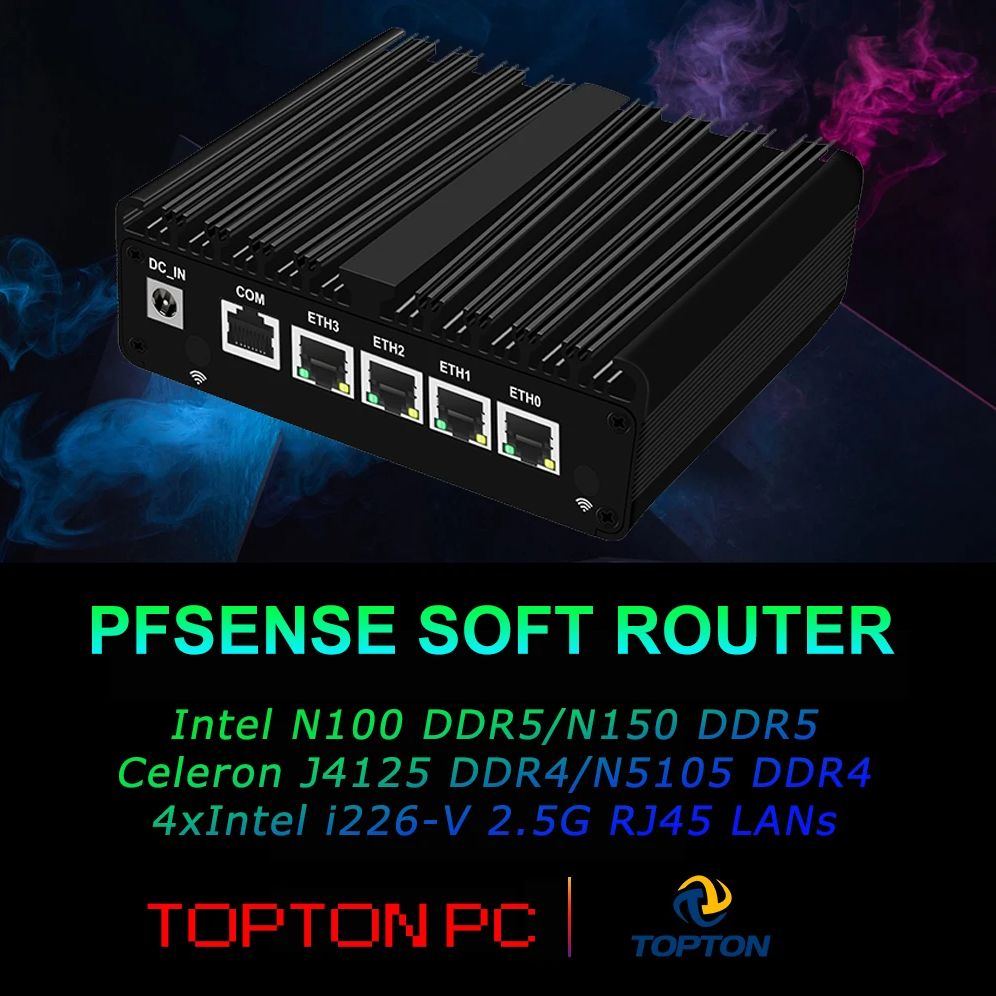 12th Gen Intel N100 Mini PC Firewall Router 4 LAN i226-V 2.5G N6000 N5105 N6210 NVMe Fanless Mini Computer Proxmox pfSense Box