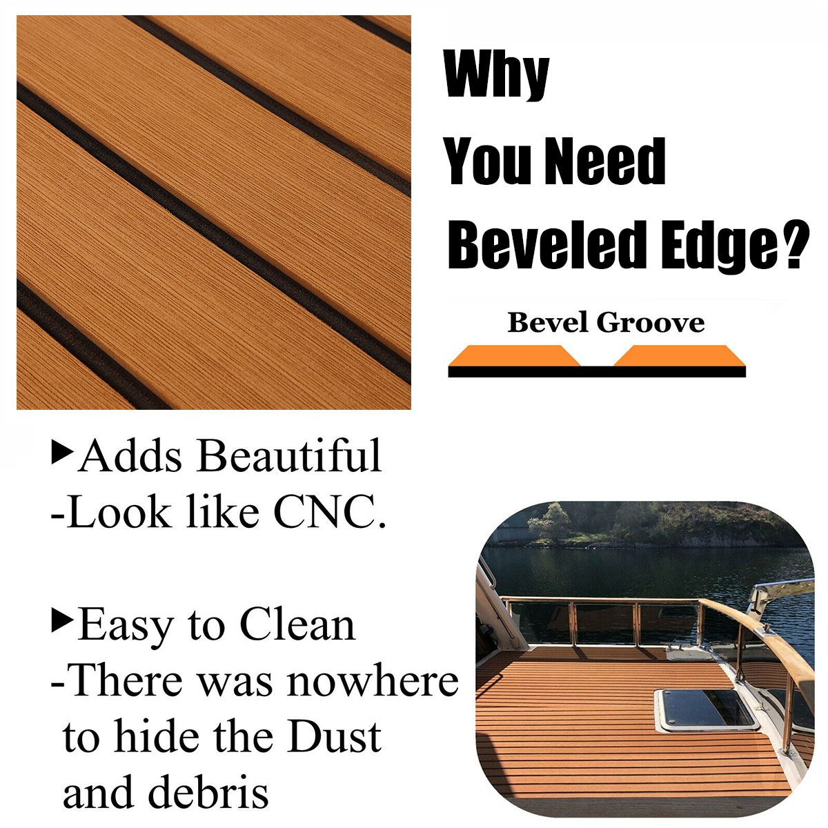 Hoja de cubierta de espuma EVA autoadhesiva de 2,4 M, accesorios de suelo marino de barco sintético de teca sintética, rayas marrones, 600x2400x6mm