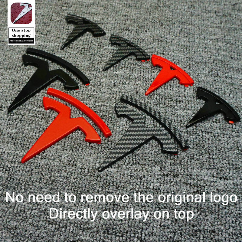 Suitable for Tesla Model 3 Model Y car logo pasting, tail label, front label, carbon fiber steering wheel logo modification