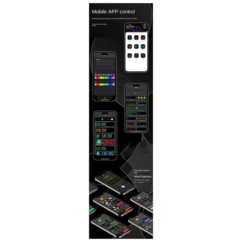 ABAC-LED-Matrix-Panel, programmierbarer flexibler Bildschirm, IP65, Anzeige, Animation, Nachricht, Scrollschild, APP-Steuerung, Autos, Shop-Bar
