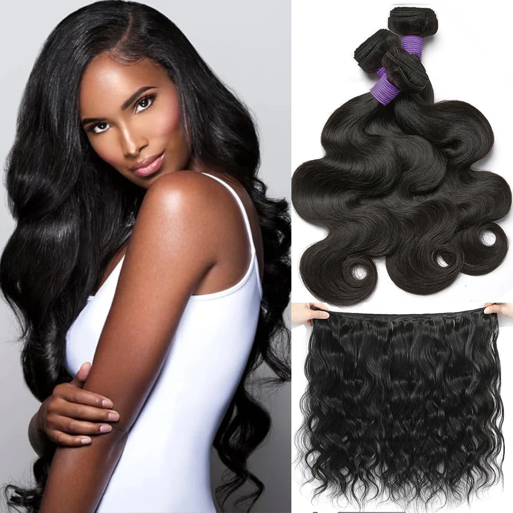 Onda do corpo pacotes de cabelo humano 100% não processado wavys duplo desenhado virgem pacotes tecer extensões cru 1/2/3 pacotes para mulher