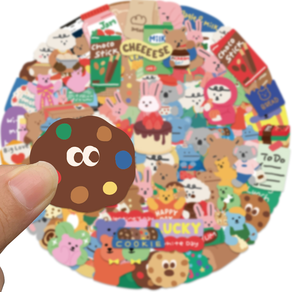 100pcs Pack Cartoon Dailylike Bear Sticker Vinyl Waterproof for Water Bottle Laptop Scrapbooking Luggage Guitar Skateboard